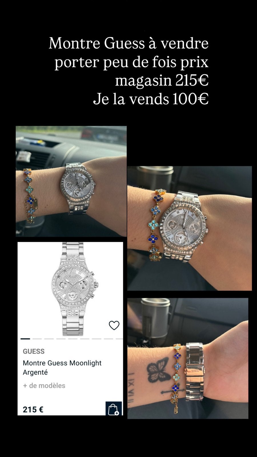Montre guess argenté, Handtassen en Accessoires, Ophalen, Zilver, Guess