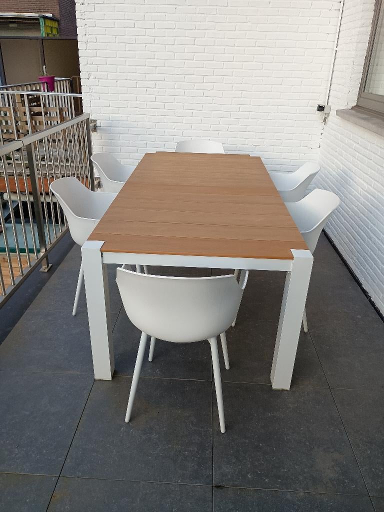 Tafel + 6 stoelen tuinset 6 personen exterioo, Enlèvement, Comme neuf, 6 places, Salons de jardin