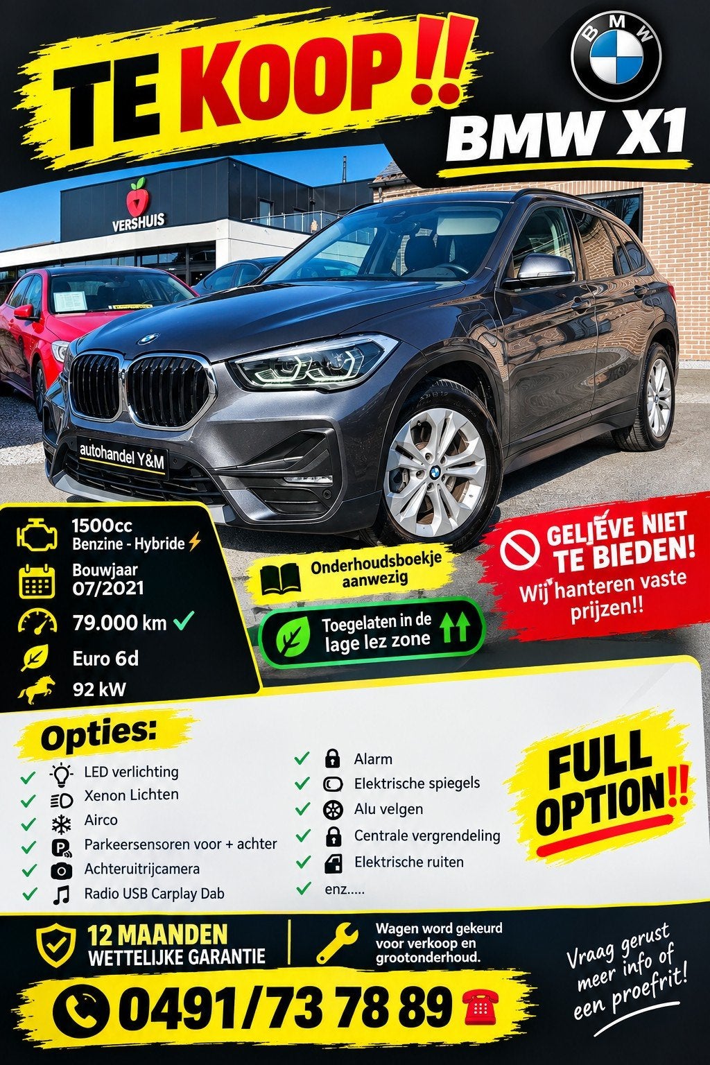 Bmw x1 1.5 Hybride benzine️⛽️79.000km️✅️Gekeurd Voor Verkoop, Autos, Argent ou Gris, Achat, Euro 6, Entreprise