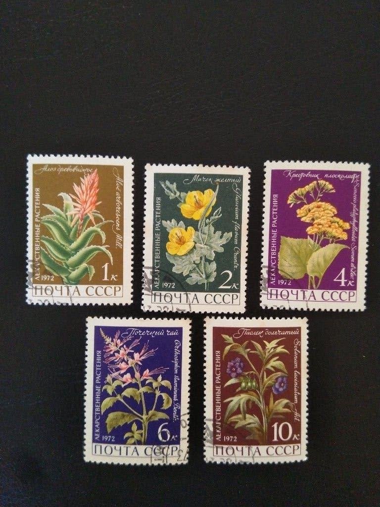 Fleurs, URSS 1972, Envoi, Affranchi, Animal et Nature