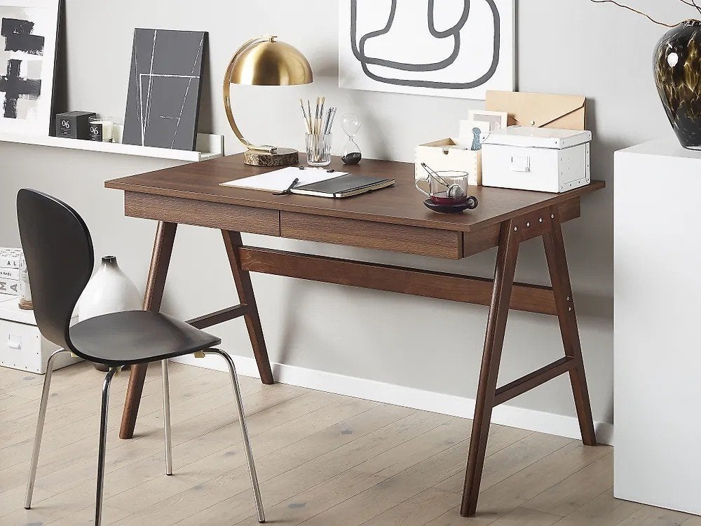 Bureau Beliani, Ophalen, 120 cm, Scandinavisch, Bruin