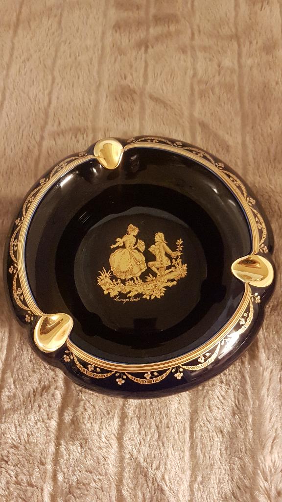Cendrier Castel de Limoges , dorée et bleue, or 22 carats, Enlèvement ou Envoi, Comme neuf, Cendrier