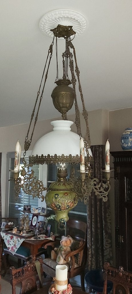antieke lusters, Maison & Meubles, Lampes | Suspensions, Enlèvement, Utilisé, Antiek, E27 (grand)
