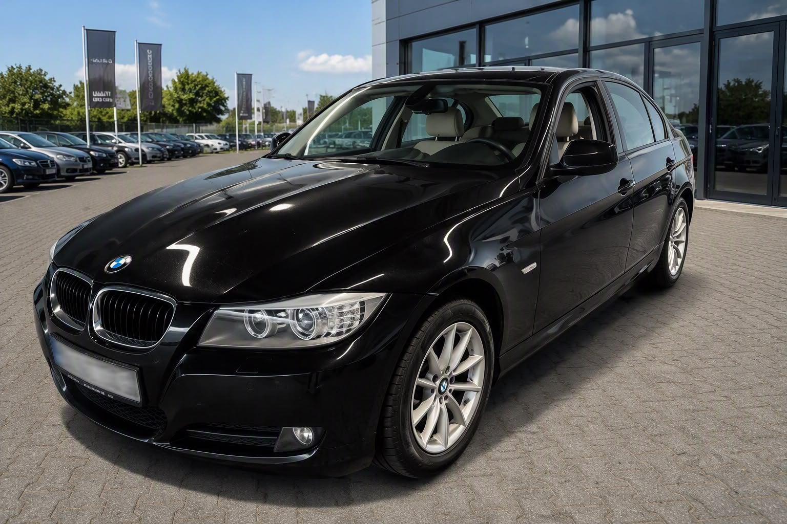 BMW 320i E90 Business edition/1steig/ BMW service history!, Auto's, BMW, 1995 cc, Zwart, Leder, Overige kleuren