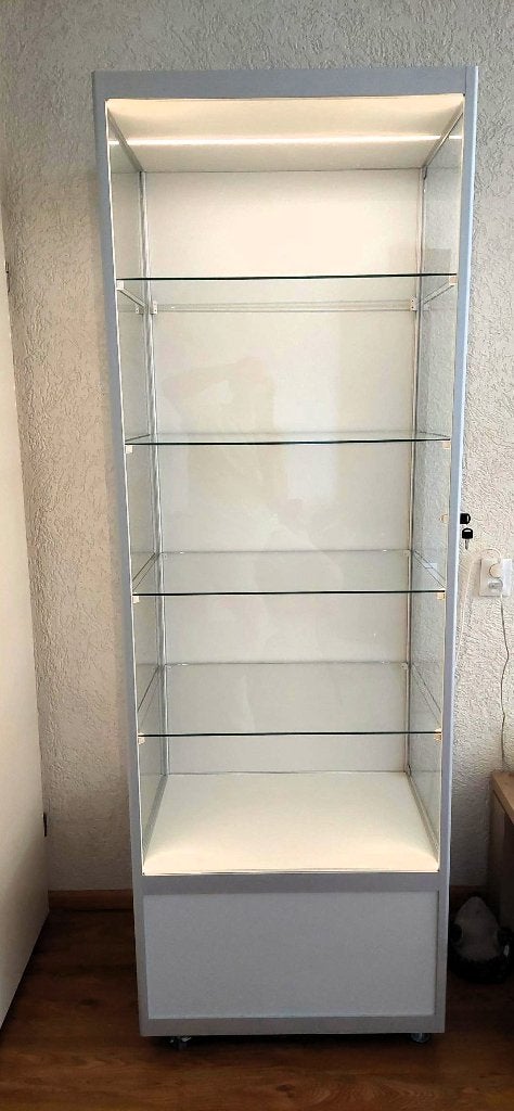 Luxe design glasvitrine met COB-ledstrips verlichting van VM, Avec porte(s), 25 à 50 cm, Verre, Comme neuf