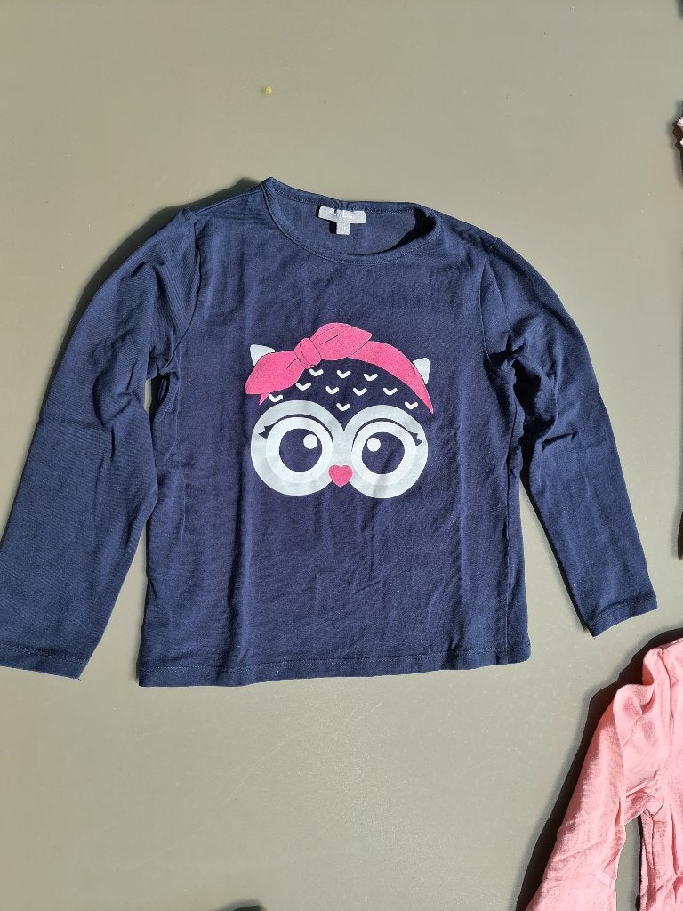 donker blauwe t-shirt, longsleeve met uil JBC 116, Enfants & Bébés, Enlèvement, Comme neuf