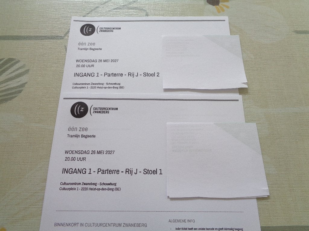 2x tickets één zee CC zwaneberg Heist op den Berg, Tickets en Kaartjes, Theater | Toneel, Dans en Opera, Twee personen, Mei, Toneel