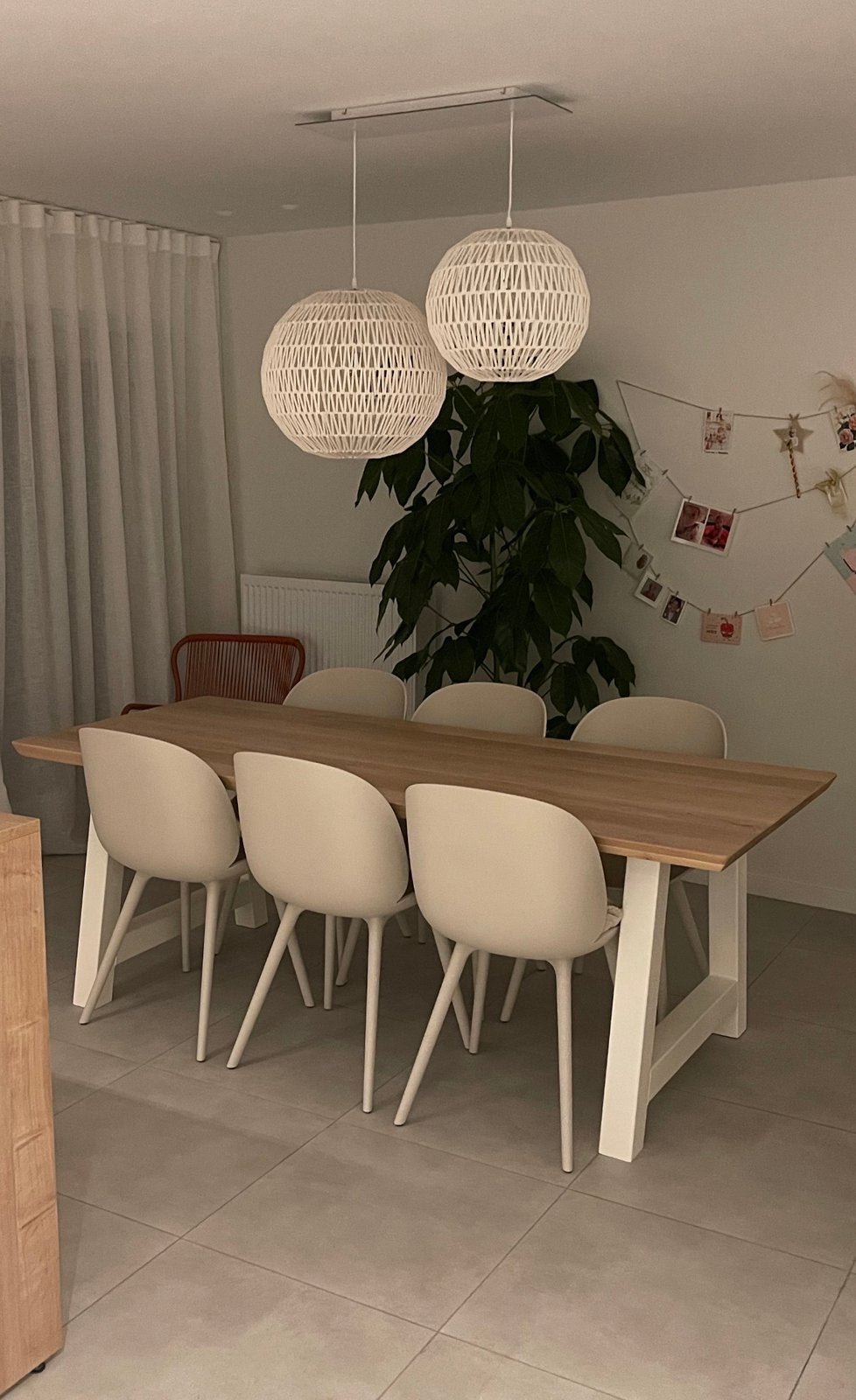 Tafel massieve eik / metalen frame, Ophalen, Zo goed als nieuw, Hout