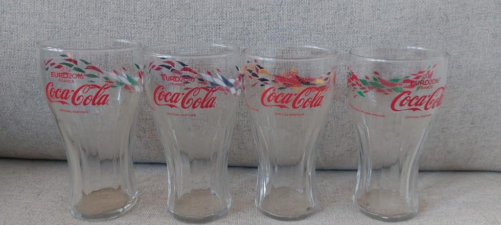 4 glazen coca cola euro 2016, Verzamelen, Ophalen of Verzenden