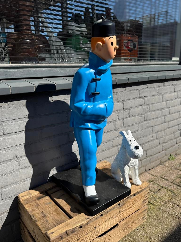 Kuifje met Bobbie beeld, Verzamelen, Ophalen, Kuifje, Zo goed als nieuw, Beeldje of Figuurtje