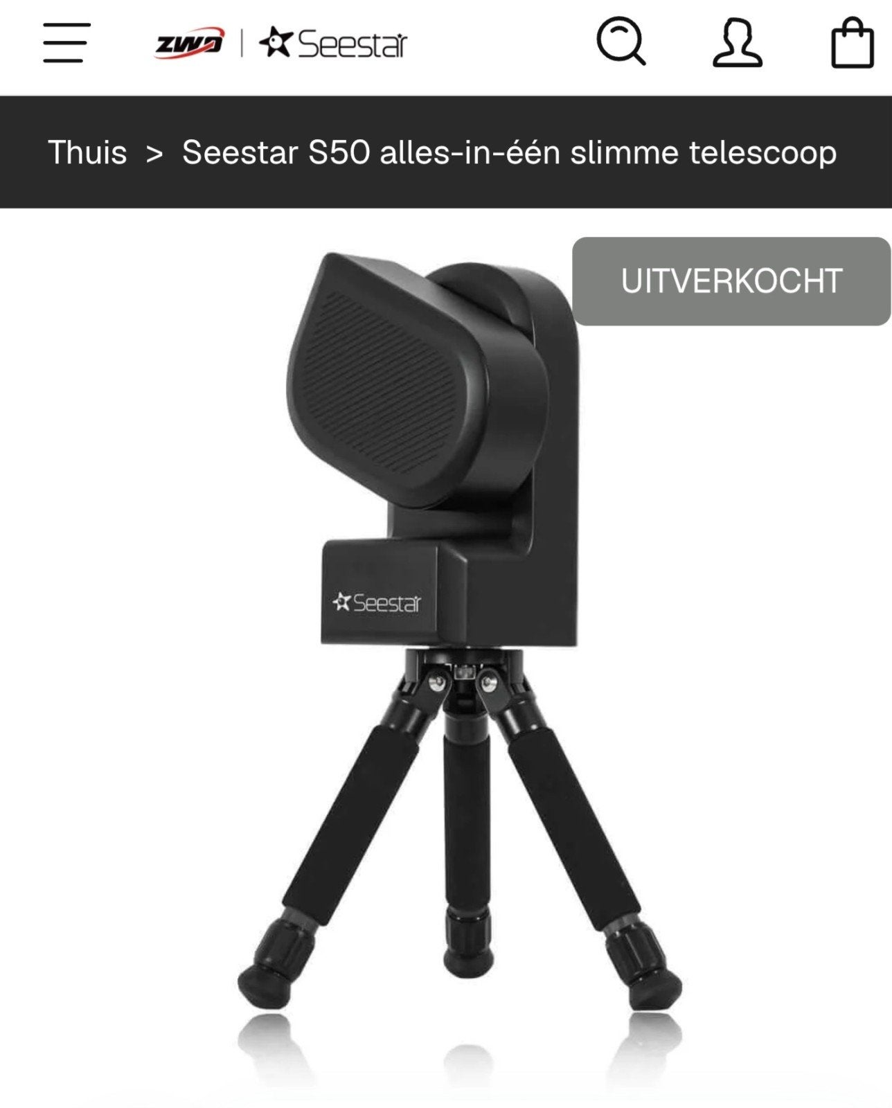 Zwo Smart Telescope AP 50/250 Seestar S50, Audio, Tv en Foto, Optische apparatuur | Telescopen, Ophalen, Zo goed als nieuw, Minder dan 80 mm