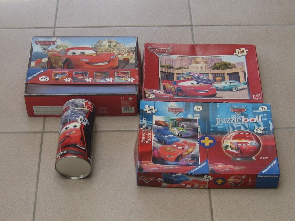 4 Puzzels van Cars, Kinderen en Baby's, Speelgoed | Kinderpuzzels, Ophalen, Meer dan 50 stukjes, Gebruikt, 2 tot 4 jaar