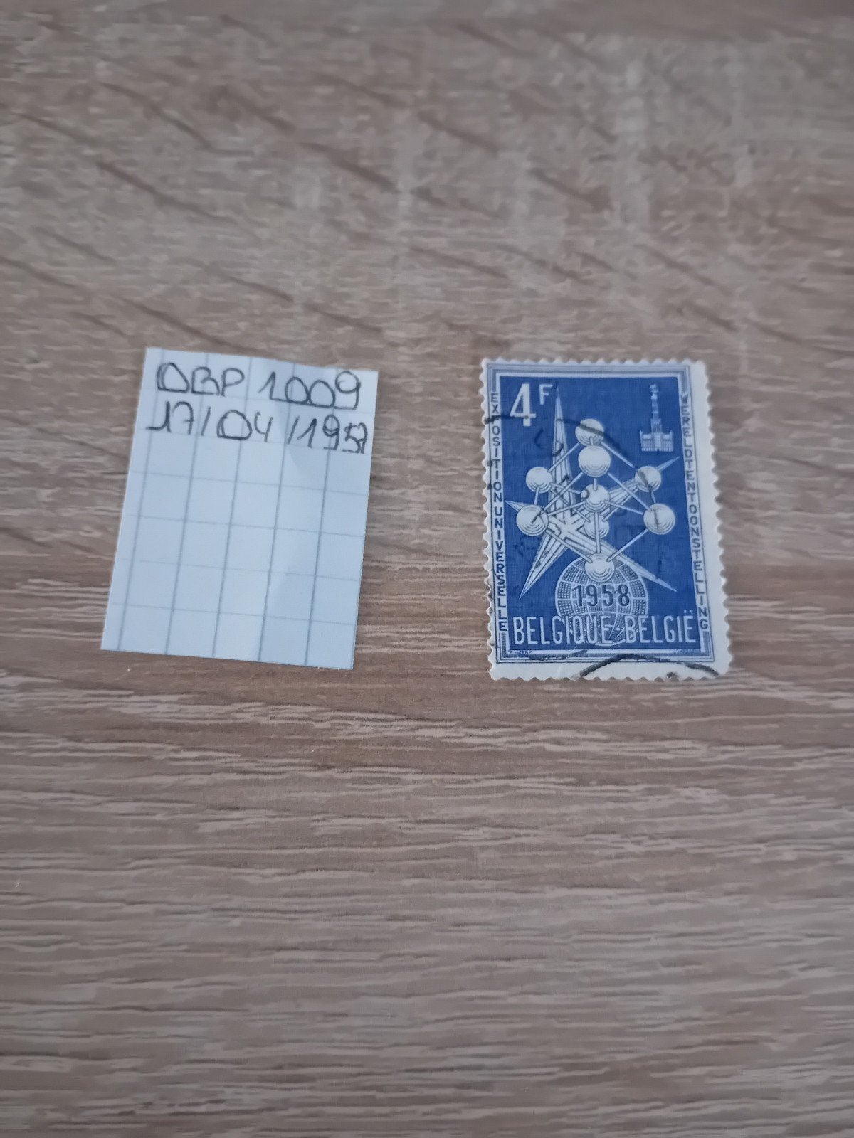 Timbre OBP 1009 (1957), Sans timbre, Enlèvement ou Envoi, Art, Affranchi