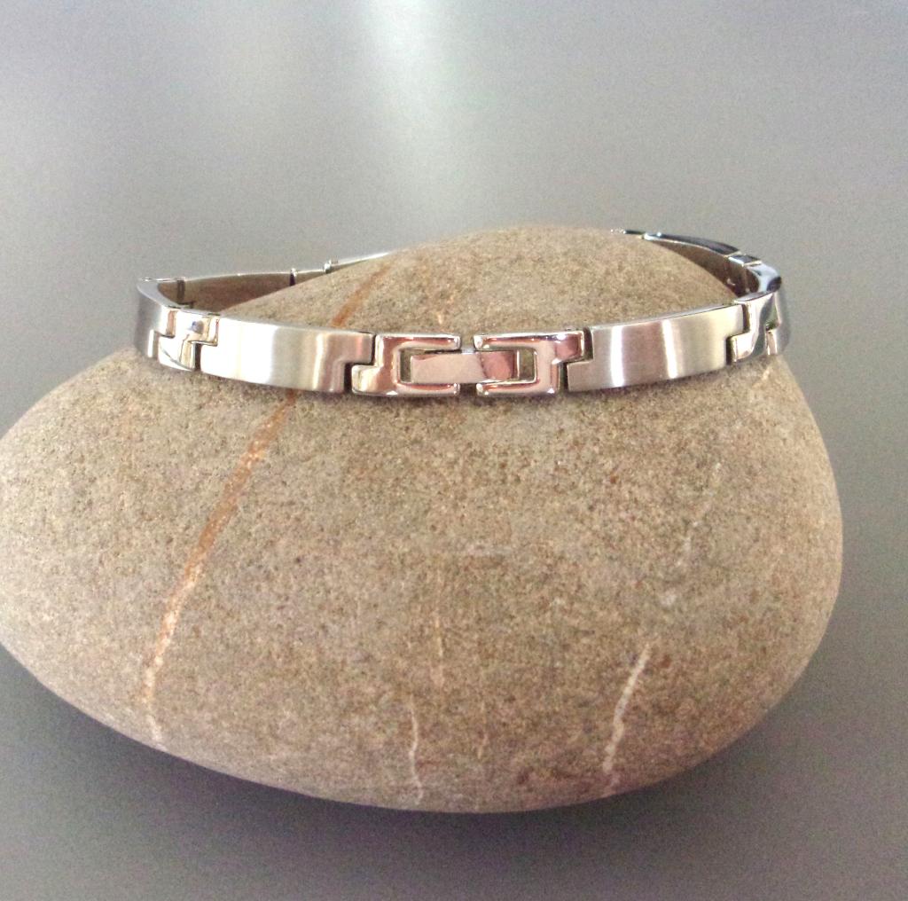 Roestvrijstalen armband voor heren, Handtassen en Accessoires, Armbanden, Ophalen of Verzenden, Zo goed als nieuw, Zilver, Staal