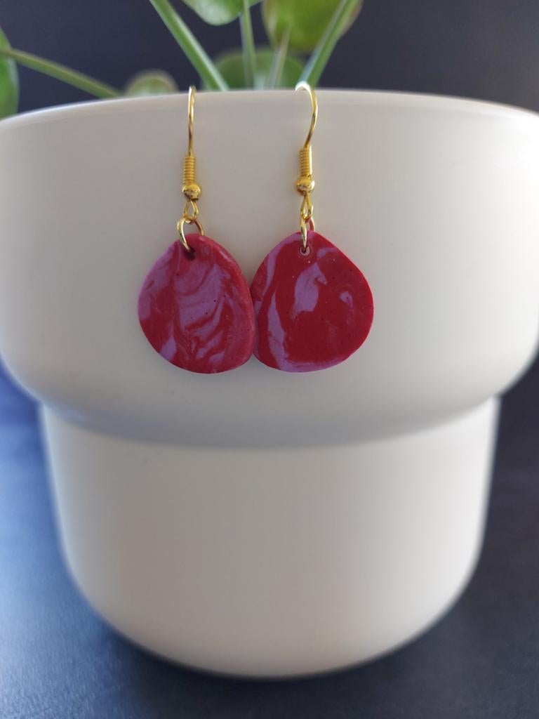 FIMO oorbellen roze en rood, Handtassen en Accessoires, Oorbellen, Verzenden, Rood