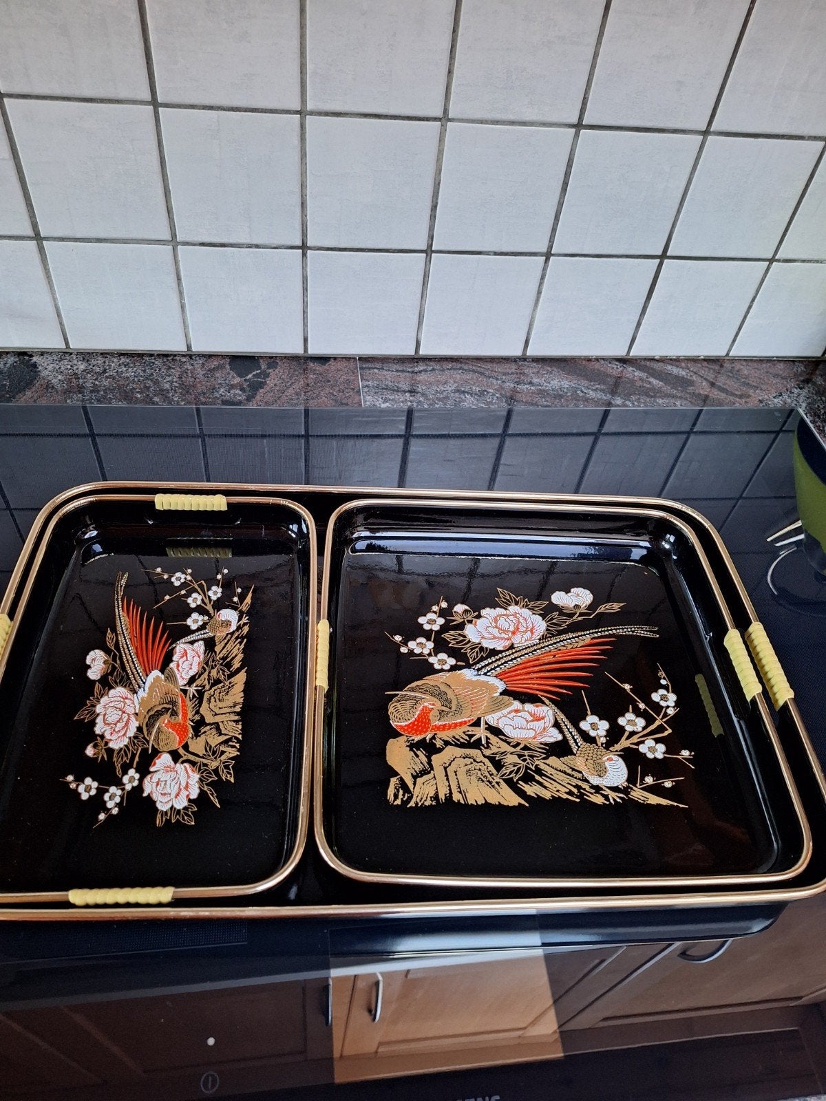 Plateaux en laque japonaise en 3 pièces jamais utilisés, Maison & Meubles, Enlèvement