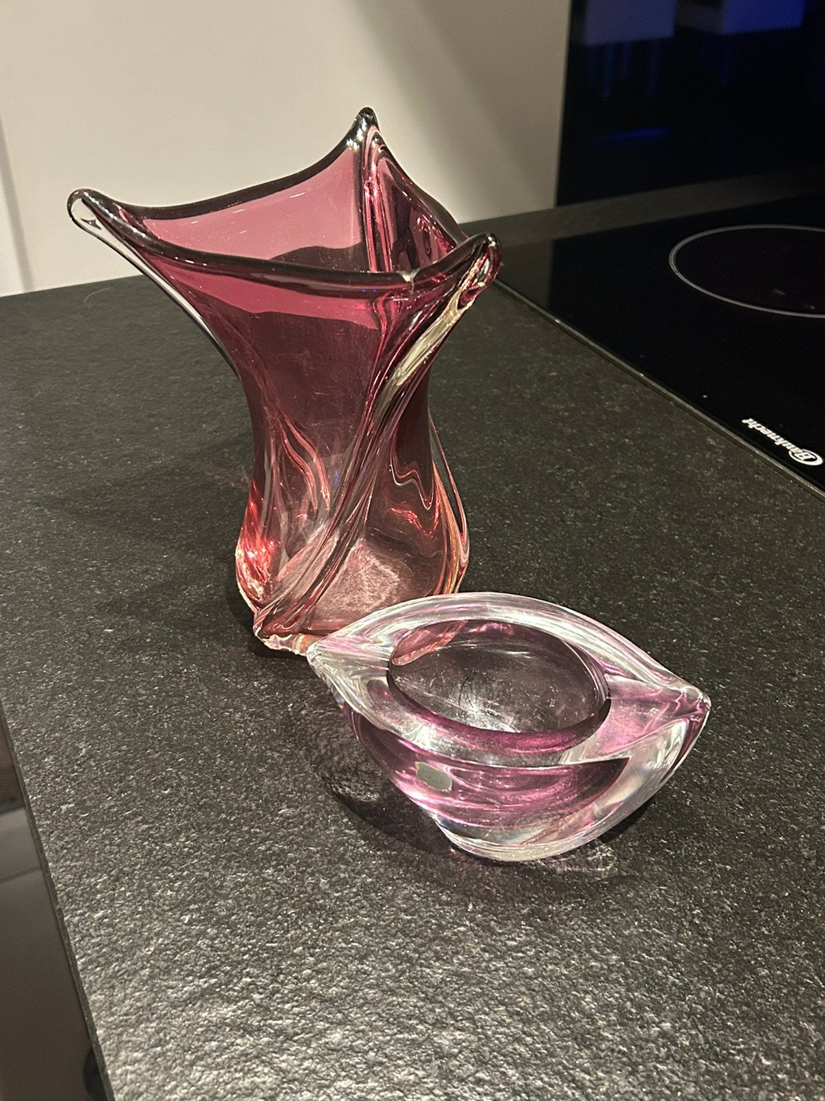 Magnifique ensemble vintage Val Saint Lambert — Rose/Violet, Antiquités & Art, Enlèvement