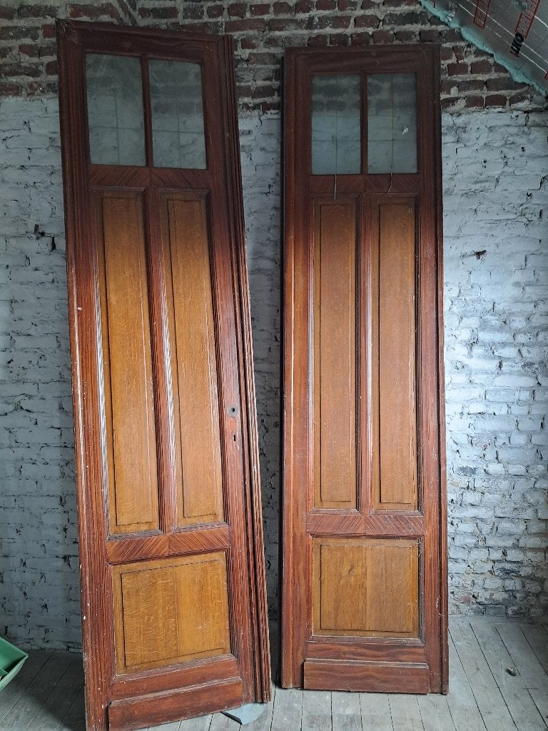 Authentieke houten binnendeuren met glas, Doe-het-zelf en Bouw, Deuren en Vliegenramen, Ophalen, Gebruikt, Minder dan 80 cm, 215 cm of meer