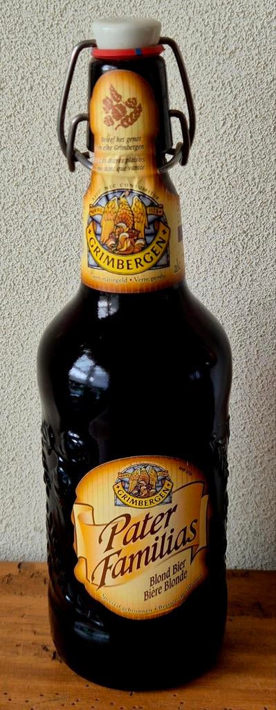 Zeer oude volle 0,75 ltr fles Pater Familias bier GRIMBERGEN, Verzamelen, Biermerken, Ophalen of Verzenden