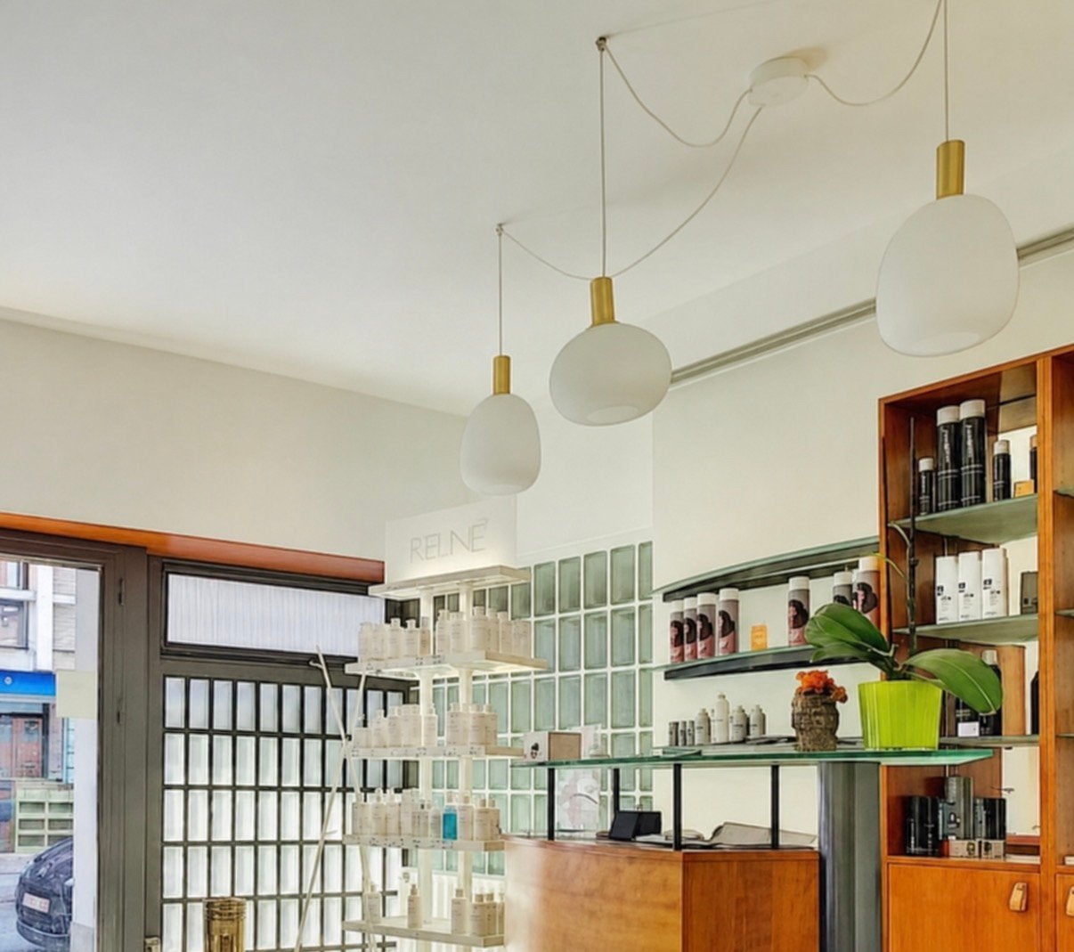 Suspension lumineuse - desing 3 globes en verre, Maison & Meubles, Lampes | Suspensions, Enlèvement, Verre