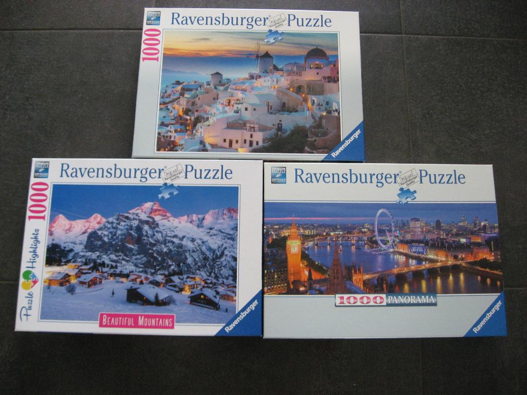 3 Ravensburger Puzzels 1000 st, Ophalen of Verzenden, 500 t/m 1500 stukjes, Nieuw, Legpuzzel