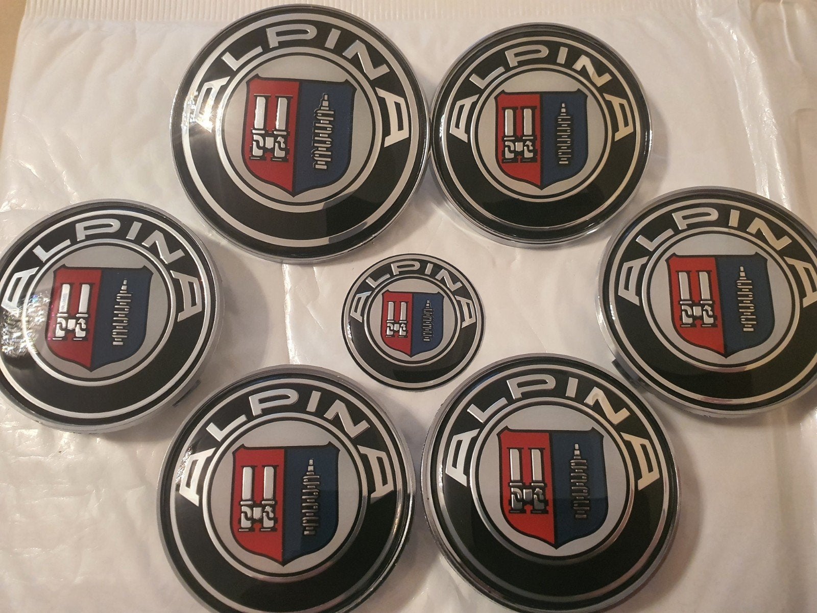 Bmw Alpina set van 7 logo's emblemen, Ophalen of Verzenden, Nieuw, BMW