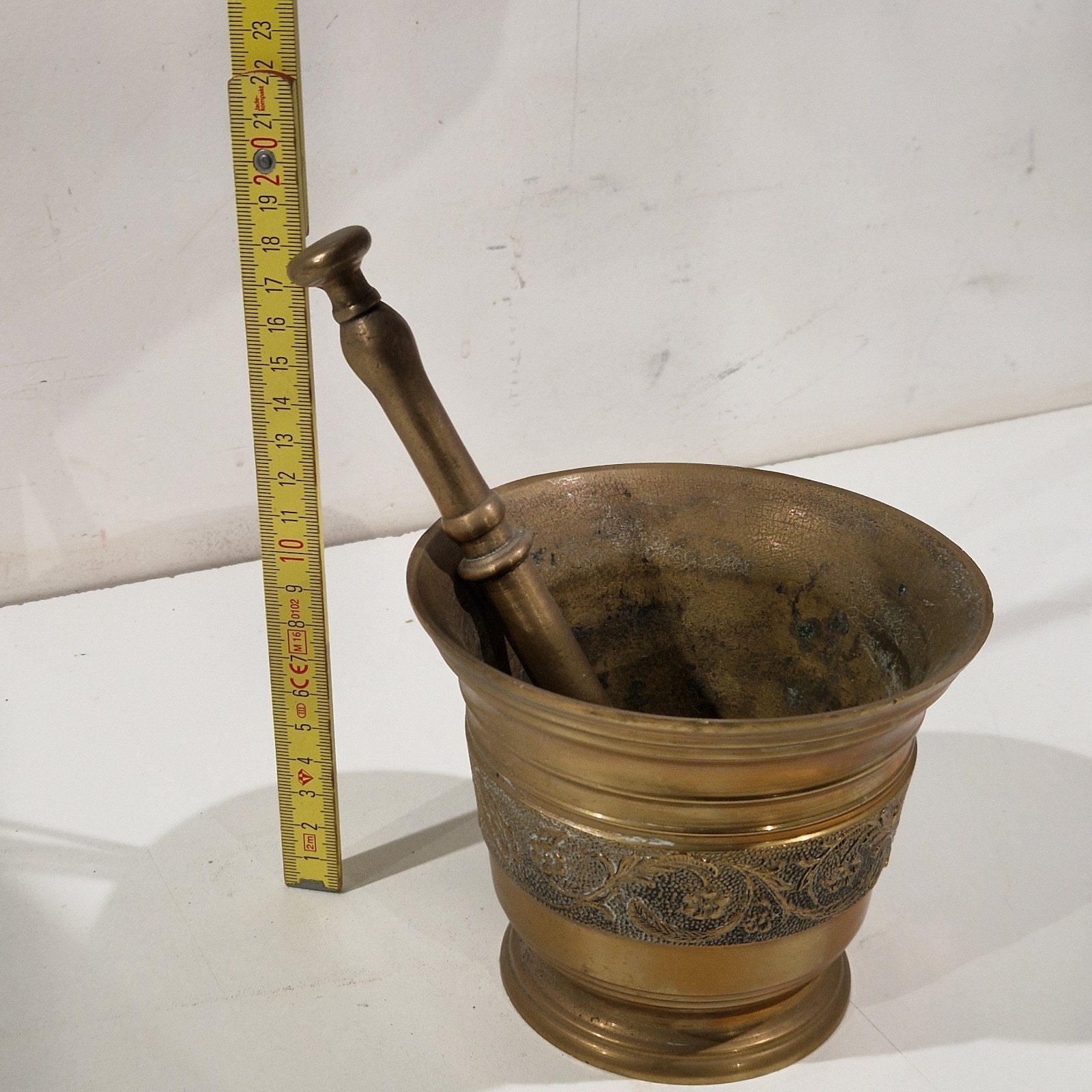 zware grote bronzen vijzel apothekerspot met stamper, Antiek en Kunst, Ophalen of Verzenden, Brons