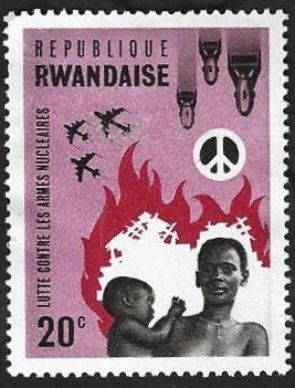 1 Postzegel Strijd tegen kernwapens Rwanda, Enlèvement ou Envoi, Autres pays, Non oblitéré