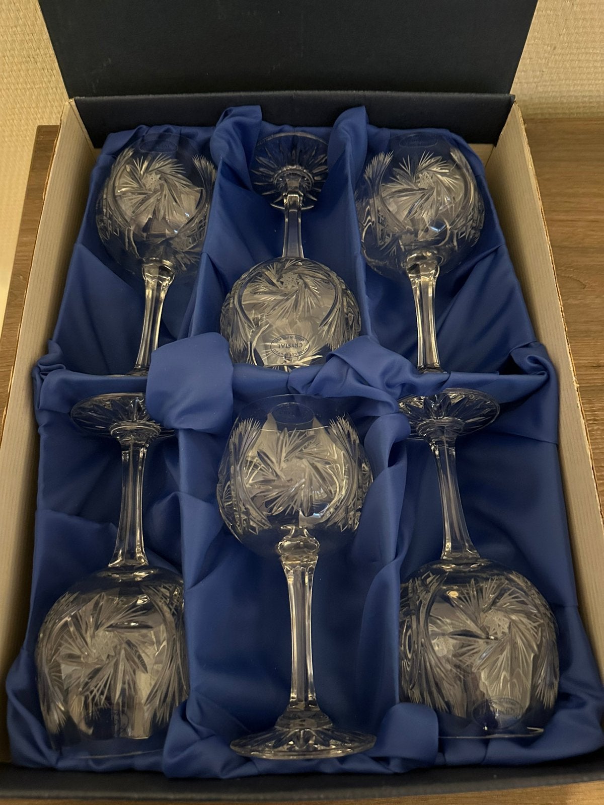 Vintage Poolse Kristallen glazen 6 stuks In Originele Doos!, Ophalen