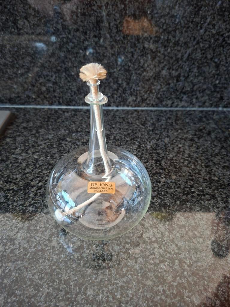 Glazen olielamp, Antiek en Kunst, Ophalen