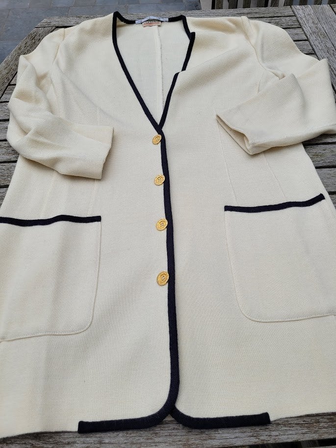 lange gilet Devernois, Wit, Maat 42/44 (L), Ophalen of Verzenden, Zo goed als nieuw