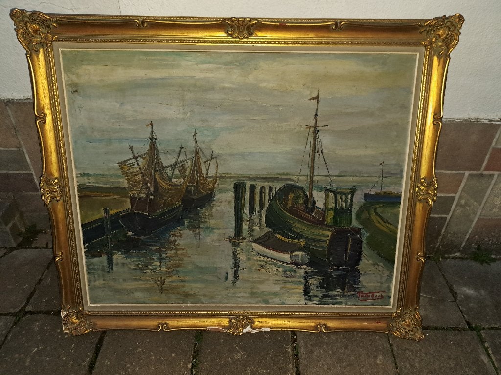 huile sur toile marine signe th de beck, Enlèvement