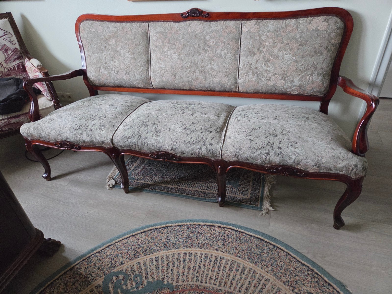 set canape + deux fauteuils Louis XV, Trois personnes, Moins de 75 cm, 150 à 200 cm, Bois