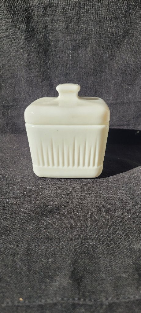 Planta witte opaline pot margarine botervloot vintage 1970, Verzenden