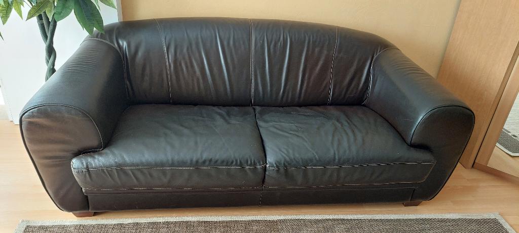 Fauteuil canapé divan cuir brun. Très bon état., Maison & Meubles, Canapés | Salons, Enlèvement, Utilisé, Cuir, Trois personnes