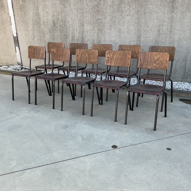 Stoelen (metaal + hout) 20 stuks, Huis en Inrichting, Ophalen, Gebruikt, Hout