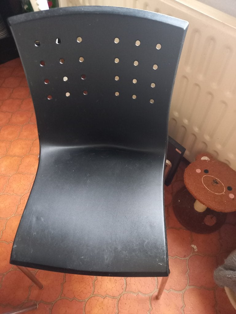 4 chaises salle à manger noires, Maison & Meubles, Synthétique, Enlèvement, Utilisé, Quatre