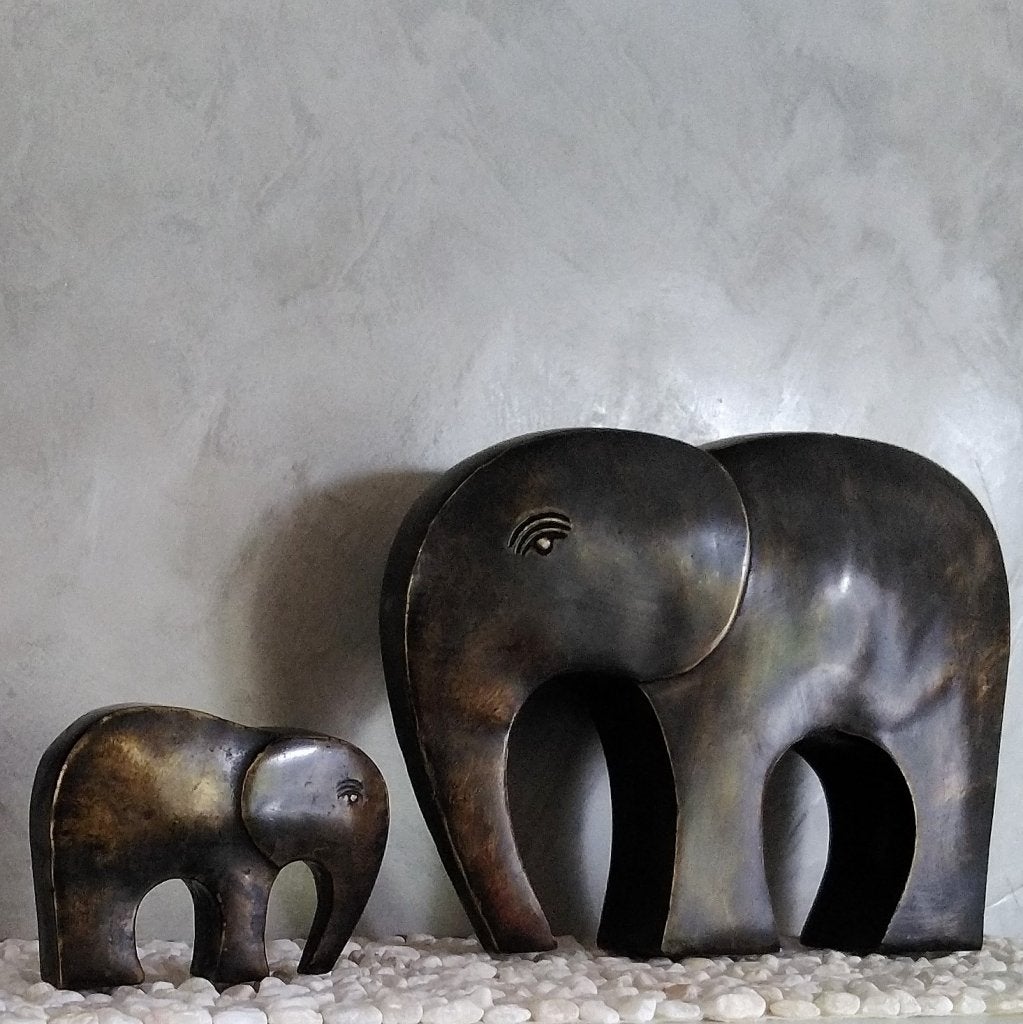 Beeld: Olifant - Neushoorn (nieuw), Antiek en Kunst, Kunst | Beelden en Houtsnijwerken