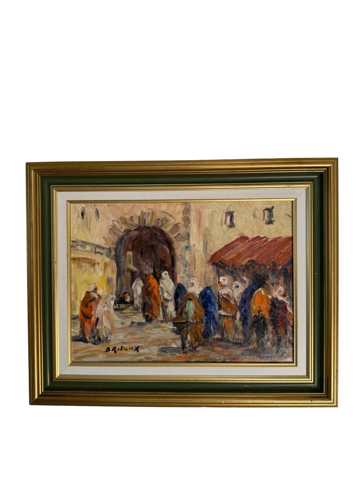 Peinture Bruno Retaux (1907-1988) - Rue à Marrakech. Maroc, Enlèvement ou Envoi