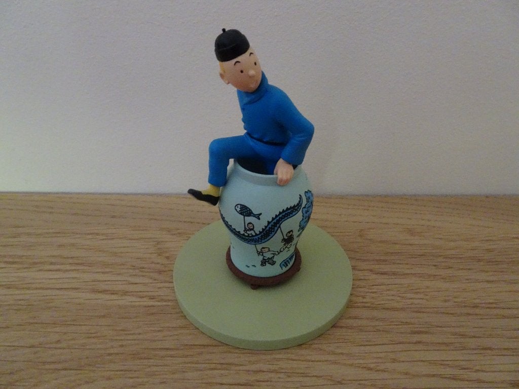 Figurine Tintin sortant de la potiche - Le lotus bleu, Enlèvement ou Envoi, Tintin, Comme neuf, Statue ou Figurine