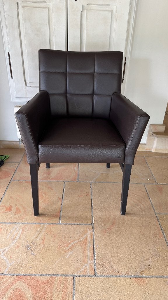 2 fauteuils simili cuir noir, 75 à 100 cm, Bois, Comme neuf, Enlèvement