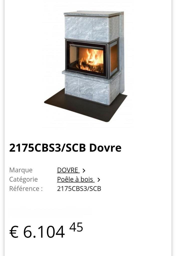 Poêle à bois pierre ollaire foyer Dovre 3 vitres, Maison & Meubles, Enlèvement, Bois, Poêle à bois