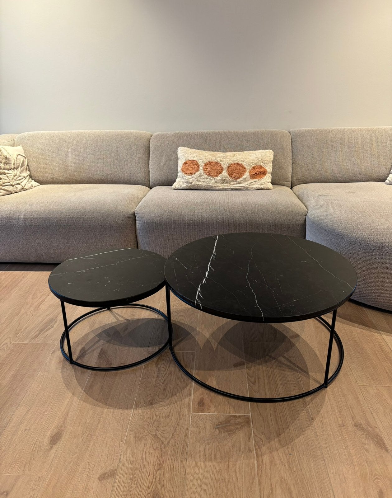 Set van twee salontafels met marmer blad, Ophalen, Overige materialen, Gebruikt, 50 tot 100 cm