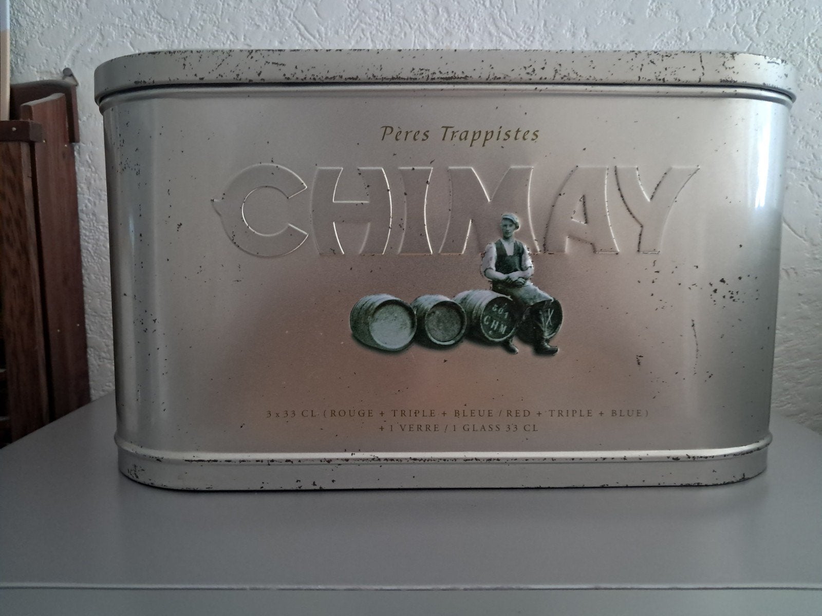 CHIMAY - boîte en métal avec 3 verres, Enlèvement