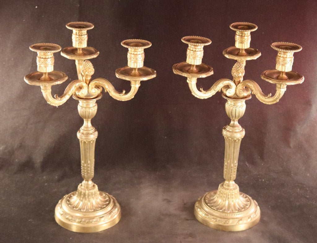 Paar grote antieke bronzen kandelaars, Ophalen of Verzenden