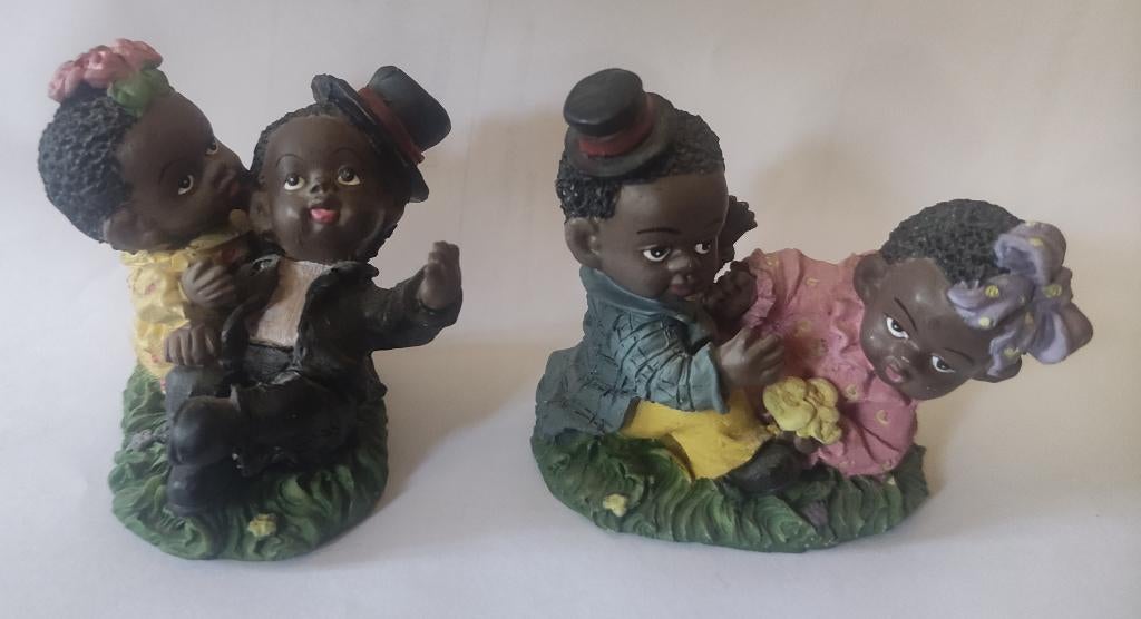 Afro-Amerikaanse vintage knutselwerkjes, 4 figuren, Verzamelen, Ophalen, Zo goed als nieuw, Mens