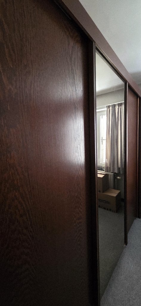 Armoire en bois en trois pièces avec portes coulissantes, 200 cm ou plus, Landelijk, Enlèvement, Utilisé