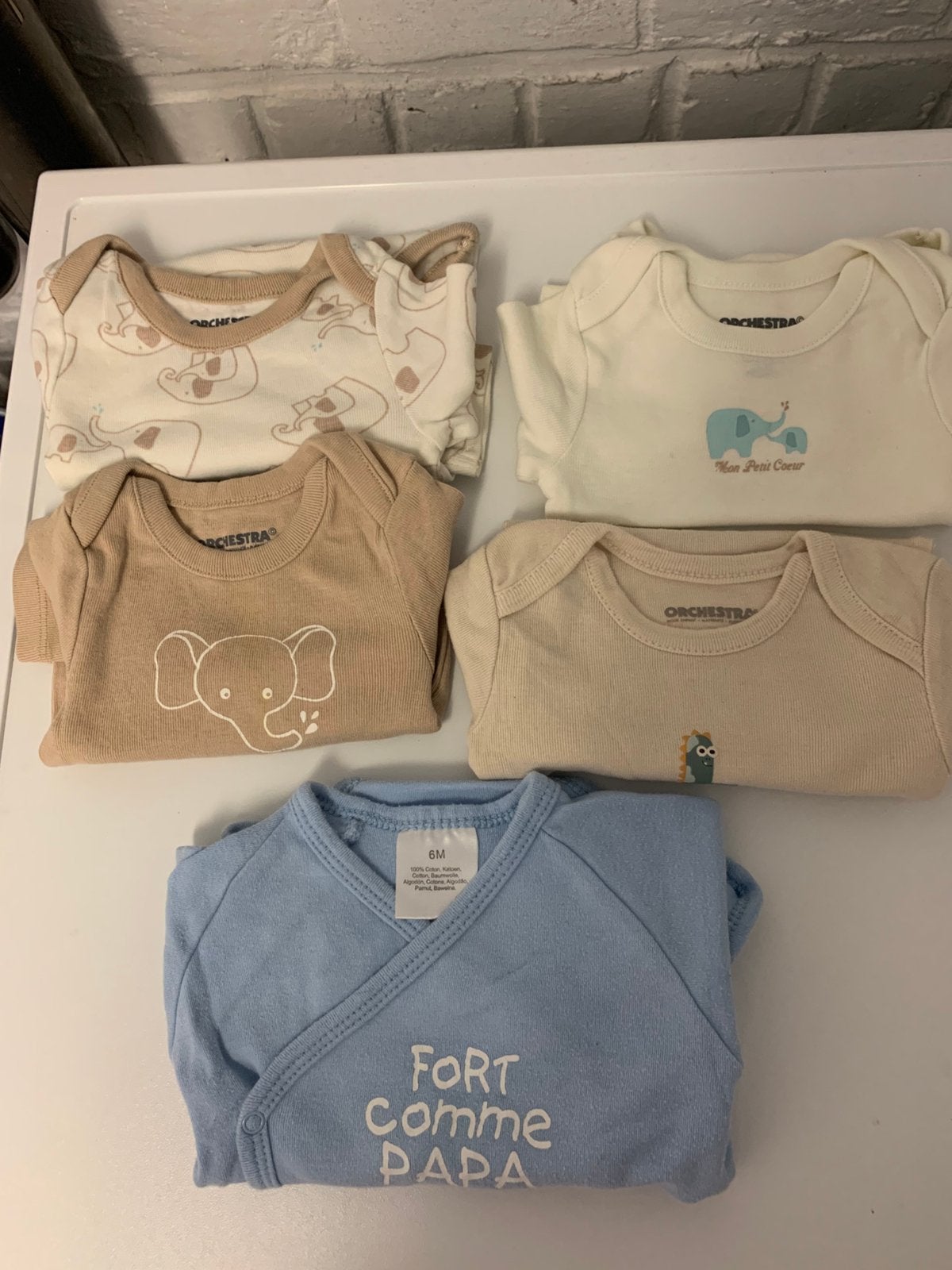 5 bodys manches longues Orchestra - Taille 6 mois, Enfants & Bébés, Vêtements de bébé | Taille 68, Enlèvement, Comme neuf, Garçon