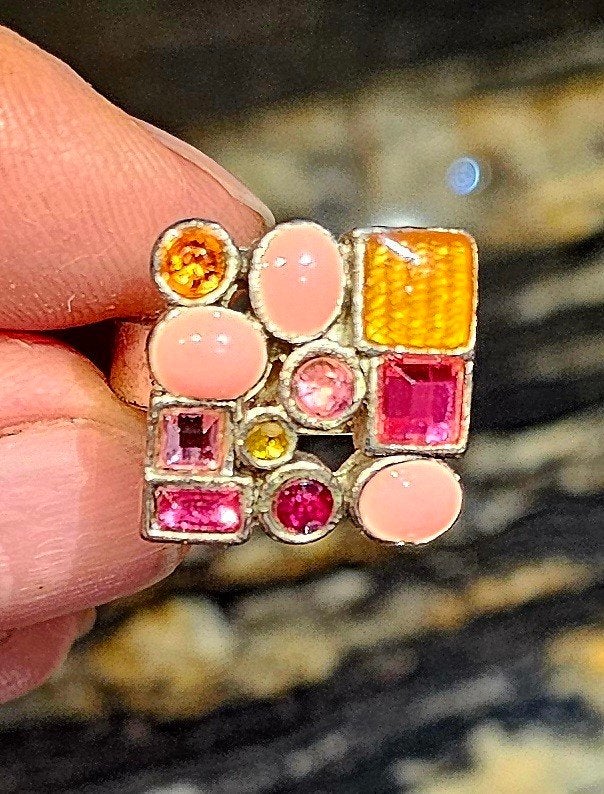 BAGUE EN ARGENT AVEC PIERRES PRÉCIEUSES, Bijoux, Sacs & Beauté, Bagues, Neuf, Enlèvement ou Envoi, Argent, Argent