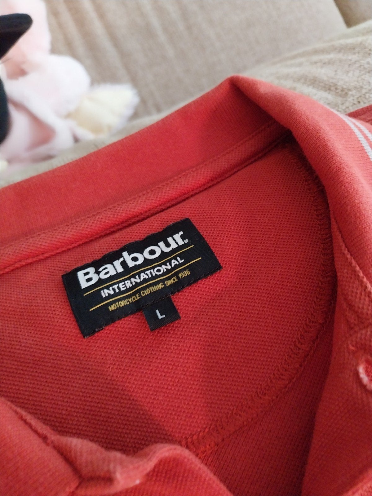 BARBOUR polo large orange/ bruin, Ophalen of Verzenden, Bruin